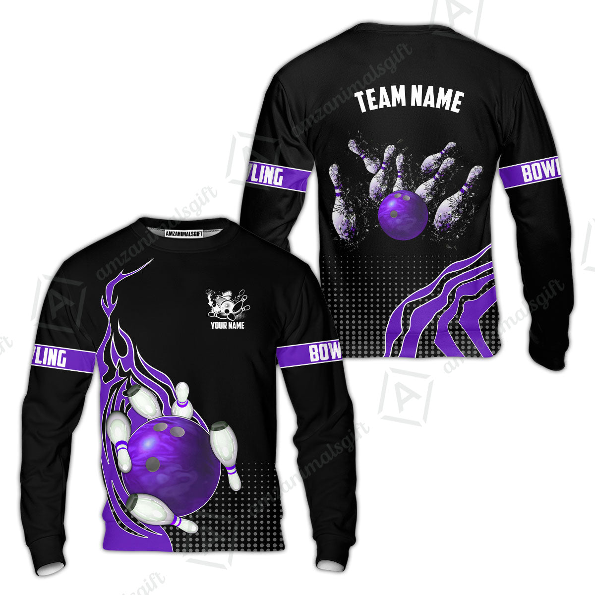 Customized Bowling Unisex Polo Shirt, Bowling And Breaking Pins Multicolor Option Customized Name And Team Name Polo Jerseys Shirts