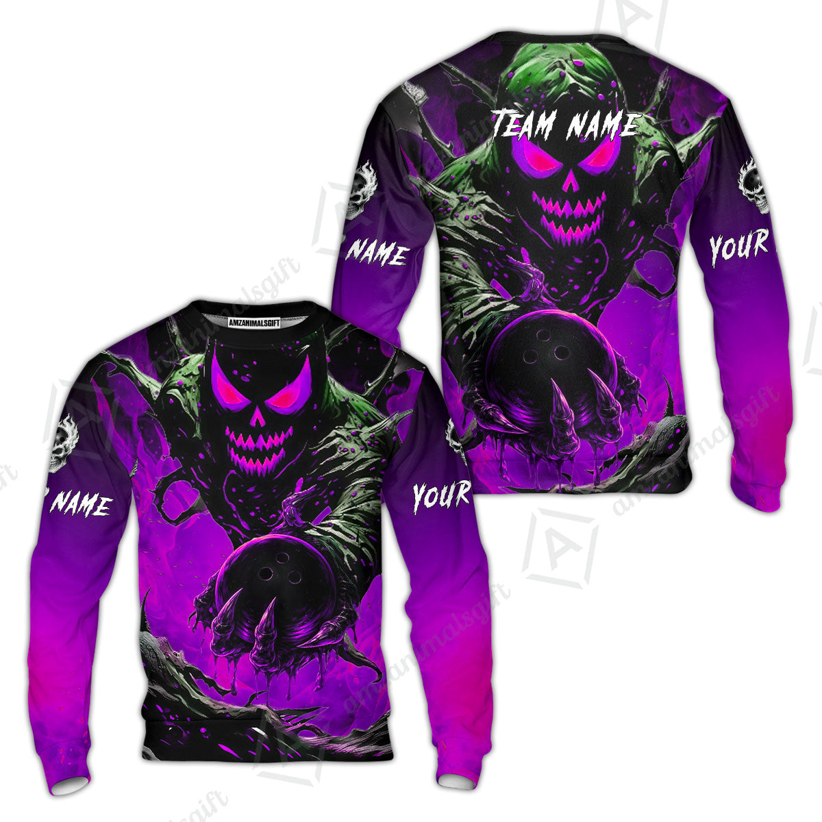 Custom Bowling Team Flat Neck Zip Jersey Shirt, Devil’s Strike Devil’s Strike Power Bowling Edition, Personalized Team Shirt with Custom Name