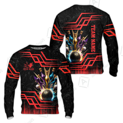 Customized Bowling Unisex Polo, Bowling And Pins Royal Multicolor Option Customized Name And Team Name For Bowling Team