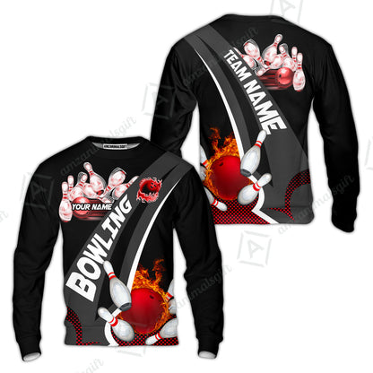 Customized Bowling Polo, Bowling And Pins Plame Premium Multicolor Option Personalized Name And Team Zipper Polo Jerseys Shirts