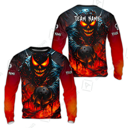 Custom Bowling Jersey Polo Shirt, Hellfire Strike, Custom Bowling Jersey Team Shirt For Players With Name & Team Name