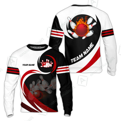 Custom Bowling Team Jersey Shirts, Custom Flame Ball Bowling Uniforms Unisex Polo, Multi Colors Personalized Name And Team Name