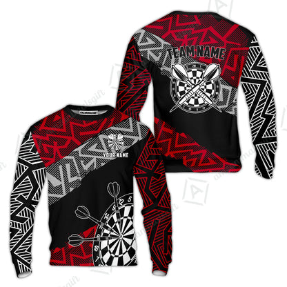 Custom Zig-Zag Pattern Darts Quarter-Zip Polo Shirts,  Custom Darts Team Jerseys Uniform, Personalized Name And Team Name
