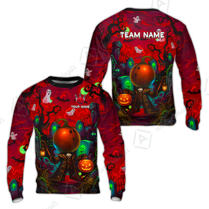 Custom Bowling Jersey Polo Shirt, Halloween Spooky Strike, Custom Bowling Jersey Team Shirt For Players With Name & Team Name