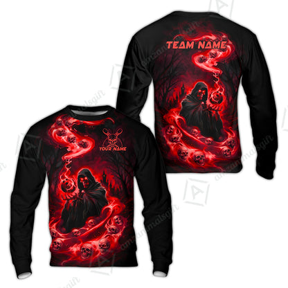Custom Bowling Jersey Polo Shirt, Fiery Pool Shark, Custom Bowling Jersey Team Shirt For Players With Name & Team Name