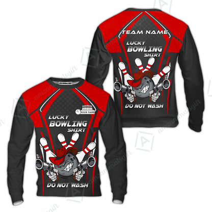 Customized Bowling Team Sweatshirt, Lucky Bowling Shirt Do Not Wash Bowling Ball Aiming Guns, Personalized Name Bowling Shirt