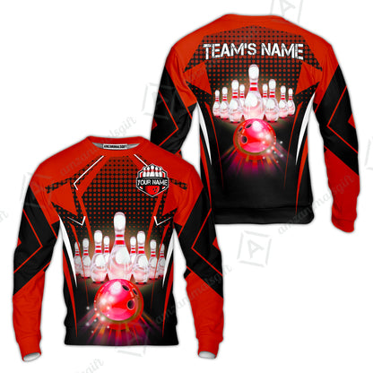 Custom Bowling Team Jerseys Polo Shirts, Bowling uniforms Ball & Pins Multicolor Jersey For Tournament Team Men Women Bowlers