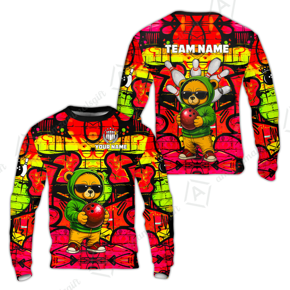 Custom Bowling Jersey Polo Shirt, Urban Street Art Bowling, Custom Bowling Jersey Team Shirt For Players With Name & Team Name