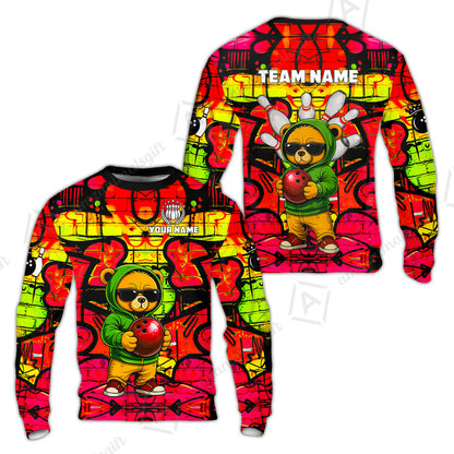 Custom Bowling Jersey Polo Shirt, Urban Street Art Bowling, Custom Bowling Jersey Team Shirt For Players With Name & Team Name