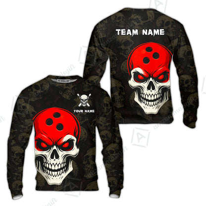 Custom Bowling Team Uniform Jersey Skull Bowling Shirt with Gothic Style, Bowling uniforms, Personalized Name And Team Name