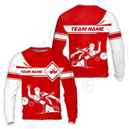 Customized Bowling Sweatshirt, Men And Women Playing Bowling Ball Sweatshirt Uniform Multicolor For Bowlers