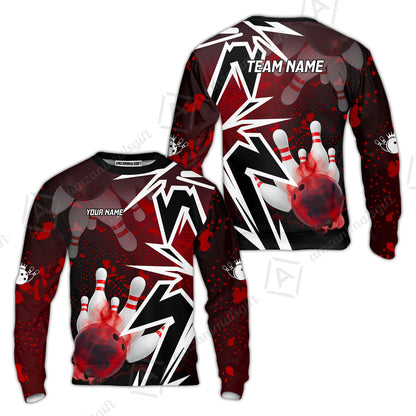 Customized Bowling Polo, Bowling And Pins Smoke Multicolor Option Customized Name And Team Zipper Polo Jerseys Shirts