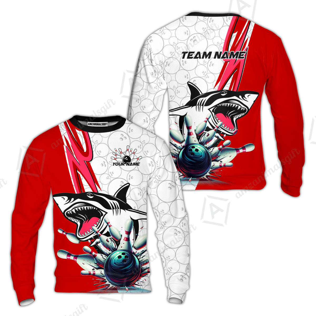 Custom Shark Bowling Team Jersey,  Shark Bowling Jersey Multicolor Polo Quarter-Zip Shirts, Bowling Uniforms Jerseys, Custom Name And Team Name