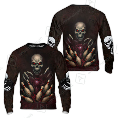 Custom Colorful Skull Bowling Team Jerseys Polo Shirts, Bowling uniforms, Multicolor Skull Bowling Personalized Name And Team Name