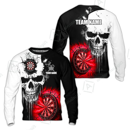 Custom Grunge Skull Crack Wall Darts Team Sweatshirt, Customized Name Team Name Darts Polo Team Jerseys Uniform