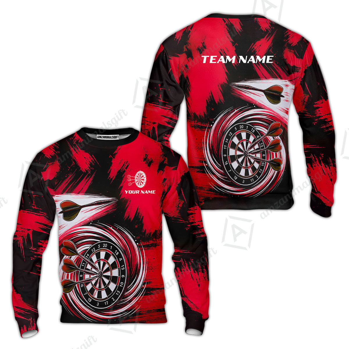 Customized Darts Sweatshirt, Darts Colorful Wave Custom Name Team Name Sweatshirt For Darts Player