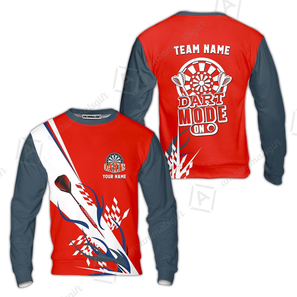 Custom Darts Mode On Multi-Color Team Jersey Polo Quarter-Zip Shirts, Customized Name Team Name Darts Team Jerseys Uniform