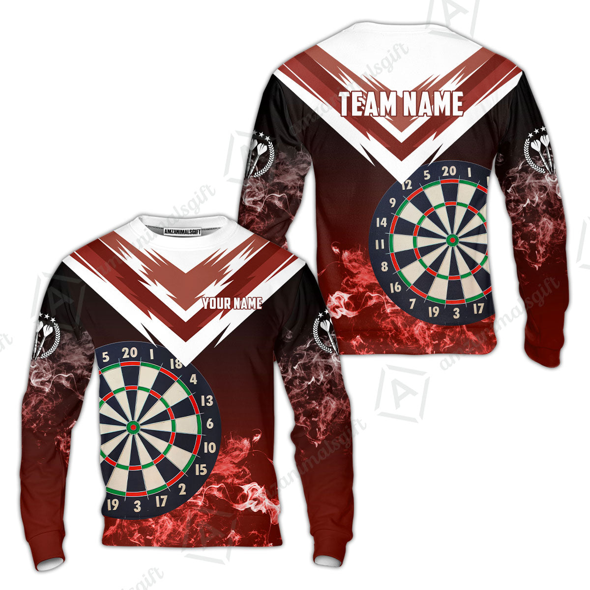 Custom Smoke Multi-Color Darts Quarter-Zip Team Shirts, Customized Name Team Name Darts Team Jerseys Uniform
