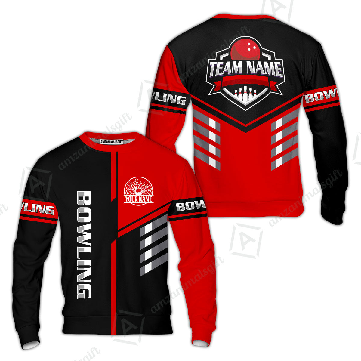 Custom Bowling Team Shirt – Modern Split Design Multicolor Option Personalized Jersey Bowling Uniform For League Players