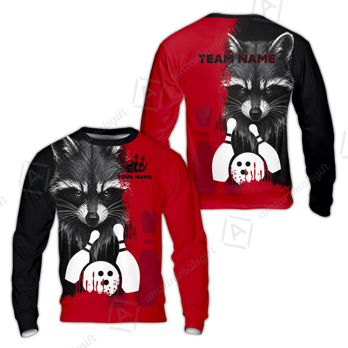 Custom Bowling Jersey Polo Shirt, Raccoon Bowling, Custom Bowling Jersey Team Shirt For Players With Name & Team Name