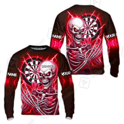 Custom Darts Team Sweatshirt, Dartboard Electric Skeleton Darts Jersey Sweatshirt, Custom Darts Uniforms Jersey