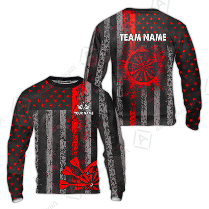 Customized Darts Sweatshirt, Turquoise Grunge US Flag Patriotic Darts Sweatshirt Jersey for Darts Players