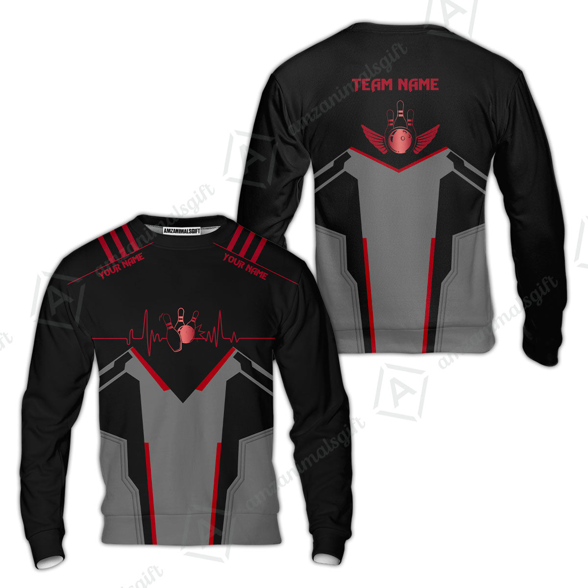 Personalized Polo Bowling Shirt Heartbeat And Esports Pattern Team Jersey Shirt For Men Women Bowlers