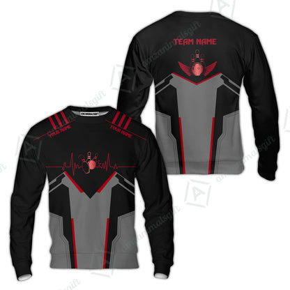 Personalized Polo Bowling Shirt Heartbeat And Esports Pattern Team Jersey Shirt For Men Women Bowlers