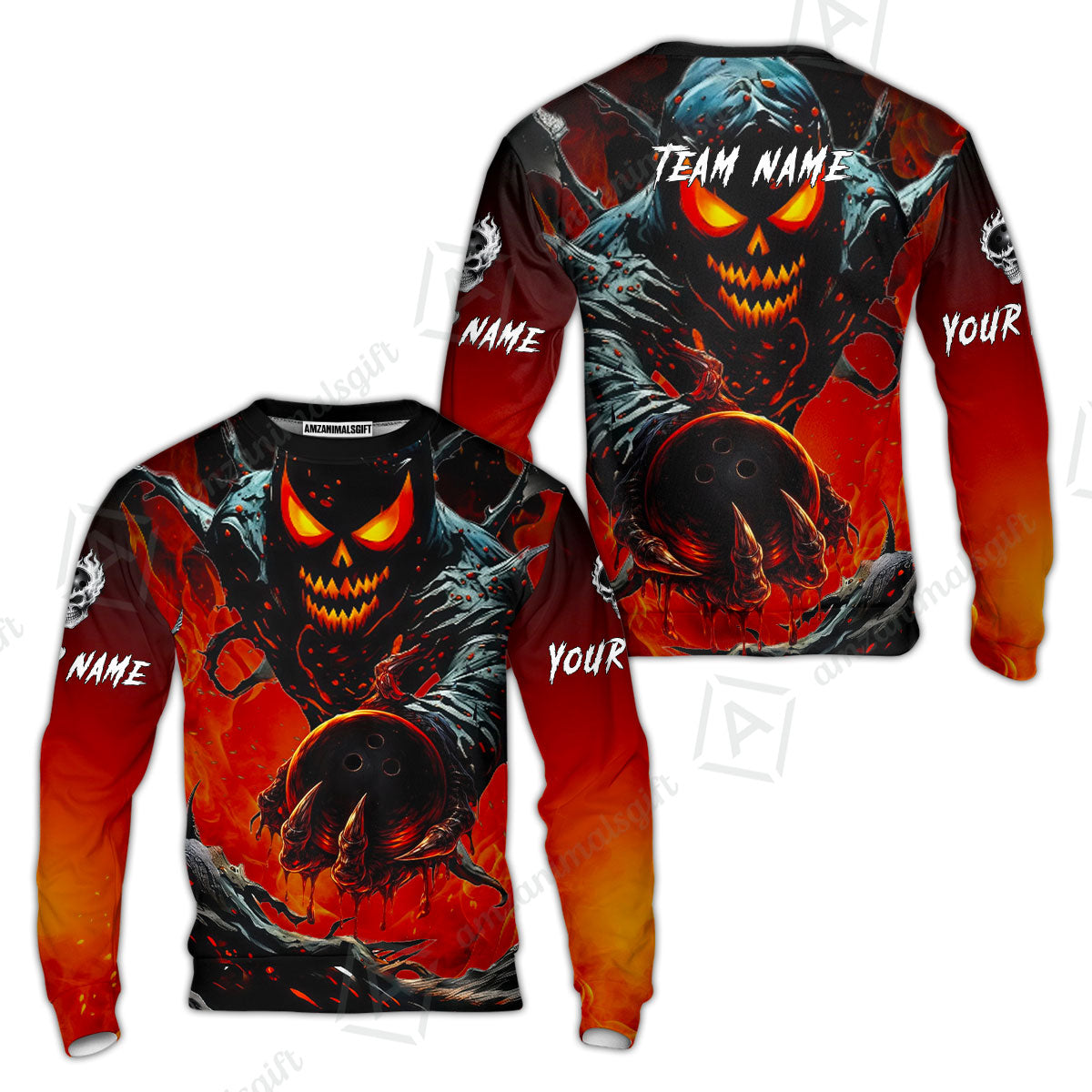 Custom Bowling Team Flat Neck Zip Jersey Shirt, Devil’s Strike Devil’s Strike Power Bowling Edition, Personalized Team Shirt with Custom Name