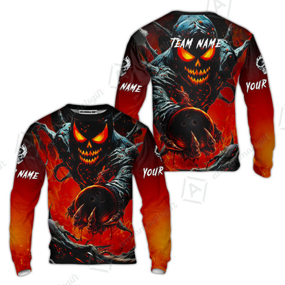 Custom Bowling Team Flat Neck Zip Jersey Shirt, Devil’s Strike Devil’s Strike Power Bowling Edition, Personalized Team Shirt with Custom Name