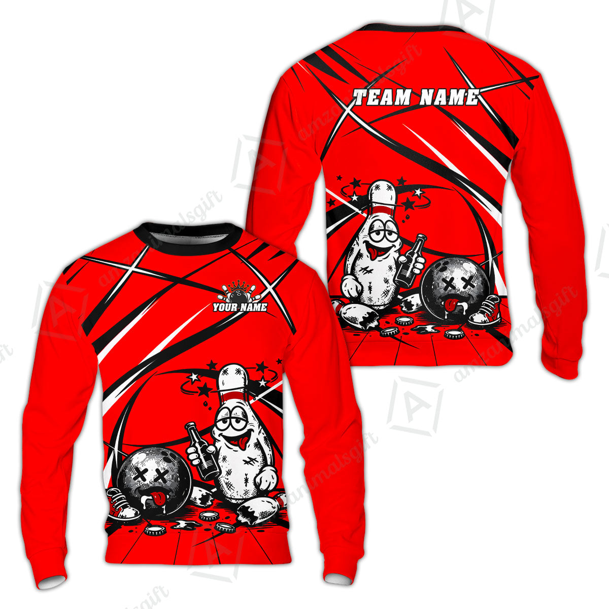 Custom Bowling Jersey Polo Shirt, Drunk Bowling Pin And Ball, Custom Bowling Jersey Team Shirt For Players With Name & Team Name