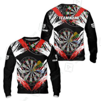 Customized Darts Sweatshirt, Darts Tournament Grunge Style Multicolor Sweatshirt Jersey For Darts Player
