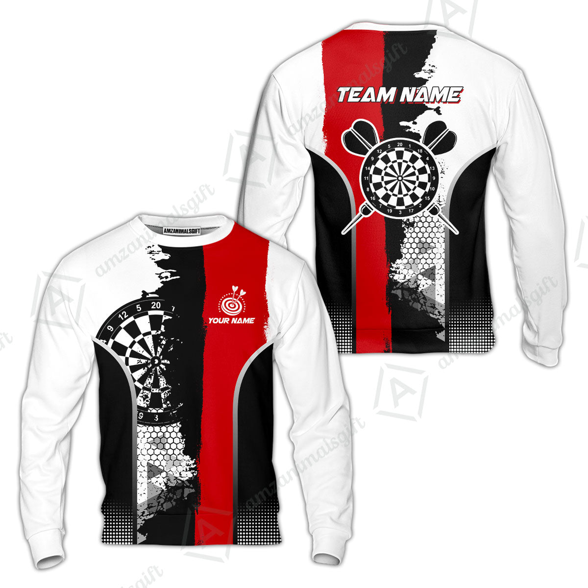 Custom Grunge Style Darts Team Jersey Polo Quarter-Zip Shirts, Custom Darts Team Jerseys Uniform, Personalized Name And Team Name