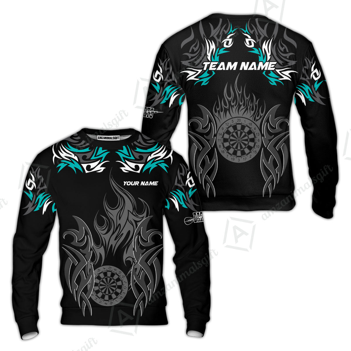 Customized Darts Sweatshirt, Dartboard Fire Flame Darts Sweatshirt Multicolor Team Style, Jersey for Darts Players