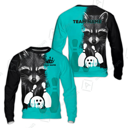 Custom Bowling Jersey Polo Shirt, Raccoon Bowling, Custom Bowling Jersey Team Shirt For Players With Name & Team Name