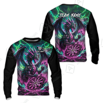 Custom Darts Jersey Polo Shirt, Dragon Fire Darts, Custom Dart Jersey Team Shirt For Players With Name & Team Name