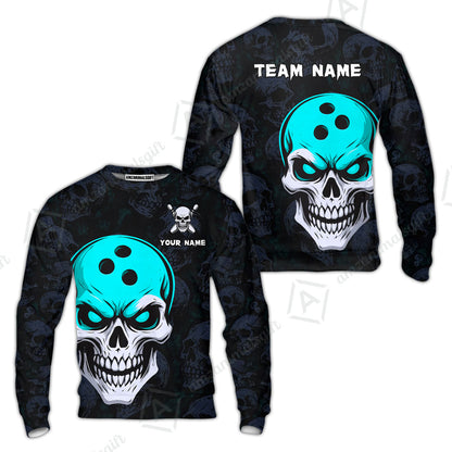Custom Bowling Team Uniform Jersey Skull Bowling Shirt with Gothic Style, Bowling uniforms, Personalized Name And Team Name