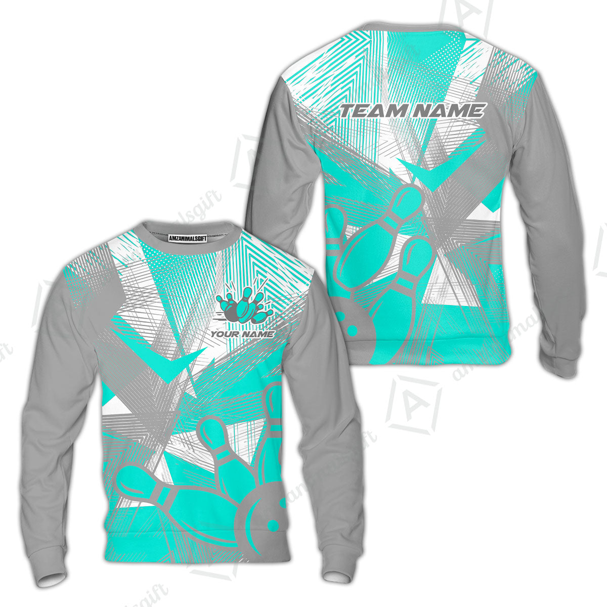 Customized Bowling Sweatshirt, Bowling Ball And Pins Esports Pattern Sweatshirt Uniform For Bowlers