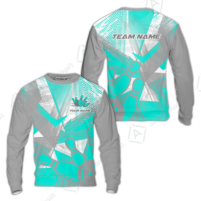 Customized Bowling Sweatshirt, Bowling Ball And Pins Esports Pattern Sweatshirt Uniform For Bowlers