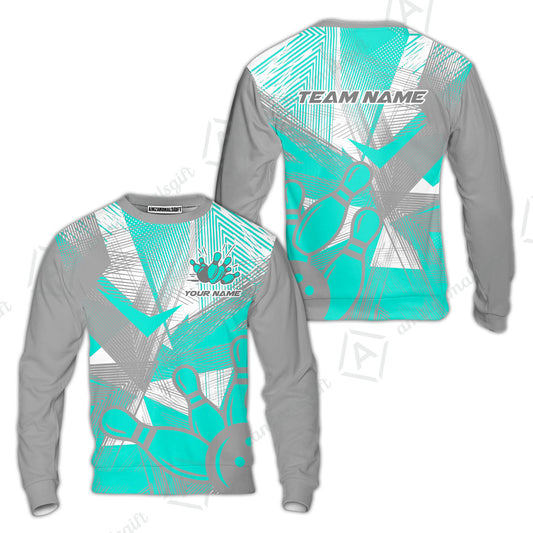 Customized Bowling Sweatshirt, Bowling Ball And Pins Esports Pattern Sweatshirt Uniform For Bowlers