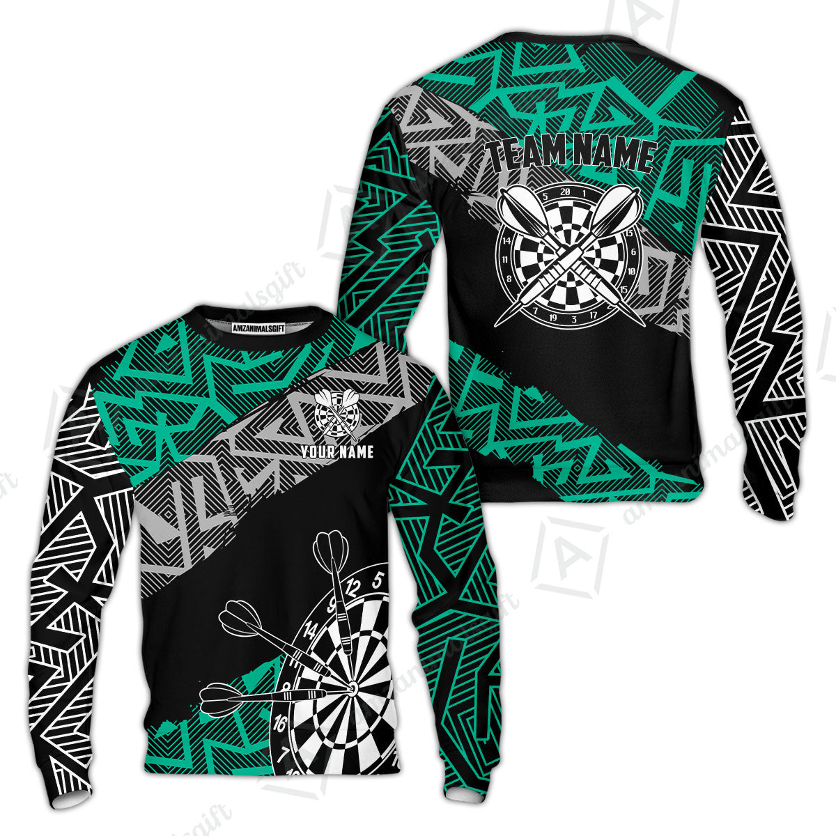 Custom Zig-Zag Pattern Darts Quarter-Zip Polo Shirts,  Custom Darts Team Jerseys Uniform, Personalized Name And Team Name