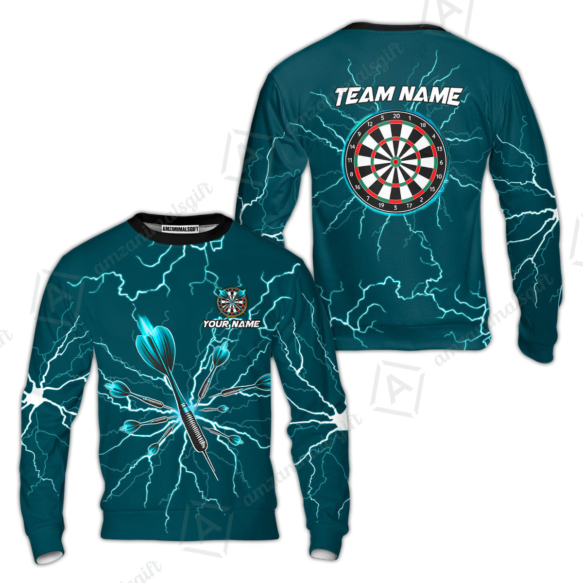 Custom Thunder Lightning Darts Quarter Men Polo Team Shirts,  Custom Darts Team Jerseys Uniform, Personalized Name And Team Name