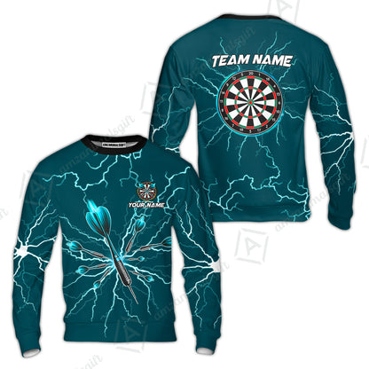 Custom Thunder Lightning Darts Quarter Men Polo Team Shirts,  Custom Darts Team Jerseys Uniform, Personalized Name And Team Name