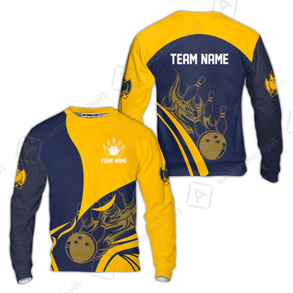 Customized Bowling Sweatshirt, Flame Bowling Multicolor Custom Team Uniform Sweatshirt, Jersey for Bowlers