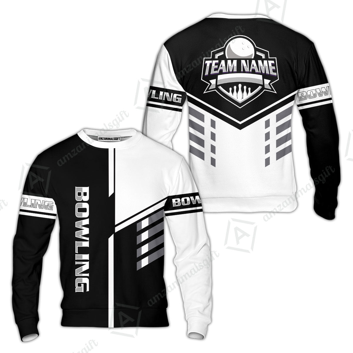 Custom Bowling Team Shirt – Modern Split Design Multicolor Option Personalized Jersey Bowling Uniform For League Players