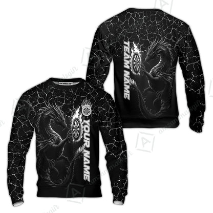 Customized Darts Sweatshirt, Big Dragon Dartboard Flame Darts Sweatshirt Team Style Jersey for Darts Players