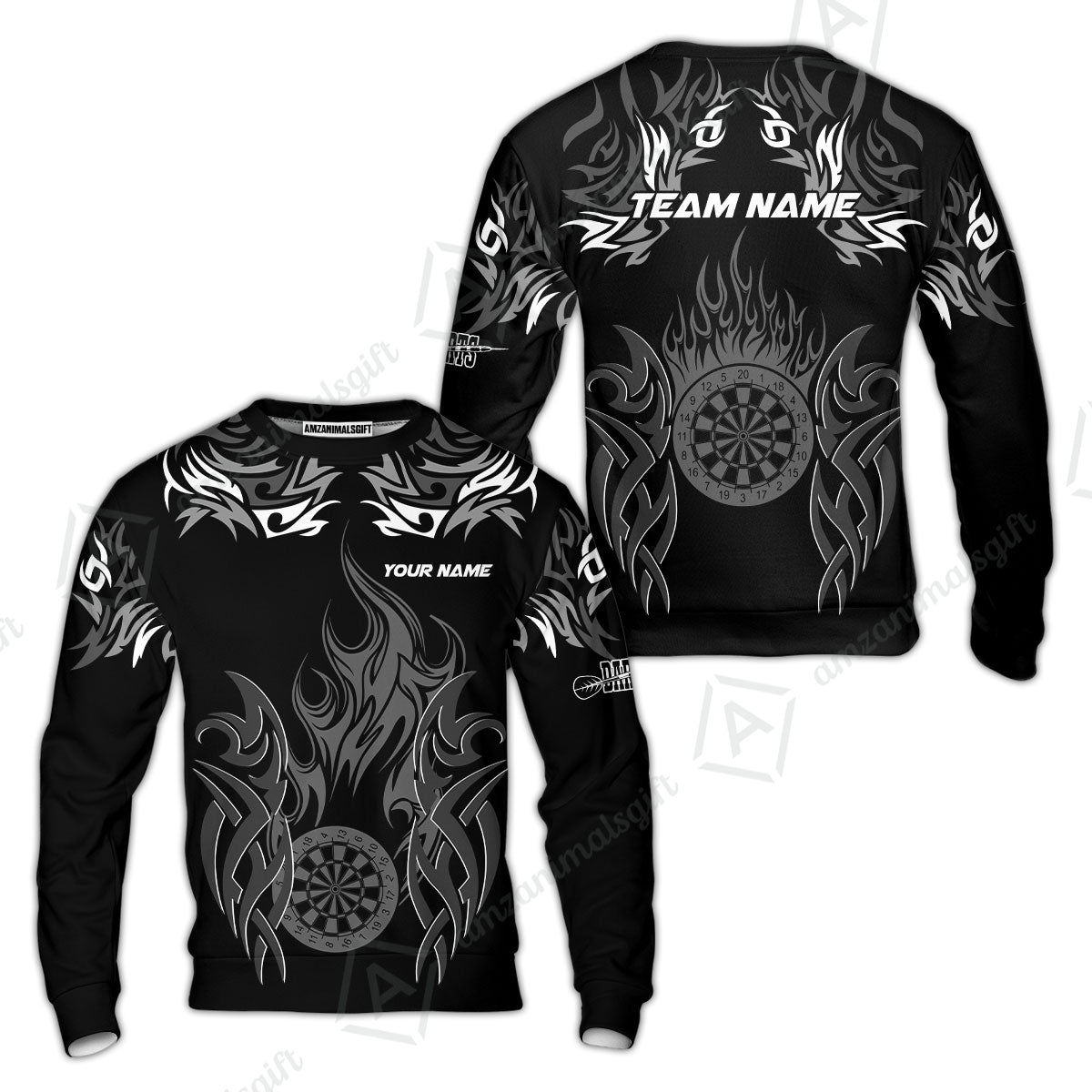 Customized Darts Sweatshirt, Dartboard Fire Flame Darts Sweatshirt Multicolor Team Style, Jersey for Darts Players