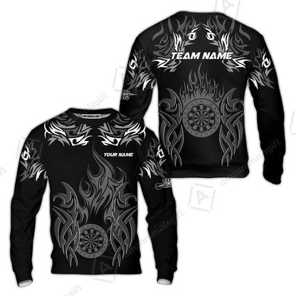 Customized Darts Sweatshirt, Dartboard Fire Flame Darts Sweatshirt Multicolor Team Style, Jersey for Darts Players