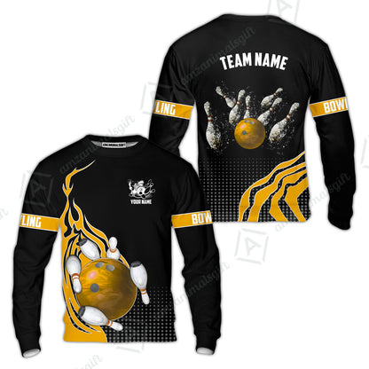 Customized Bowling Unisex Polo Shirt, Bowling And Breaking Pins Multicolor Option Customized Name And Team Name Polo Jerseys Shirts