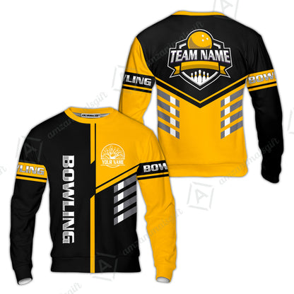 Custom Bowling Team Shirt – Modern Split Design Multicolor Option Personalized Jersey Bowling Uniform For League Players